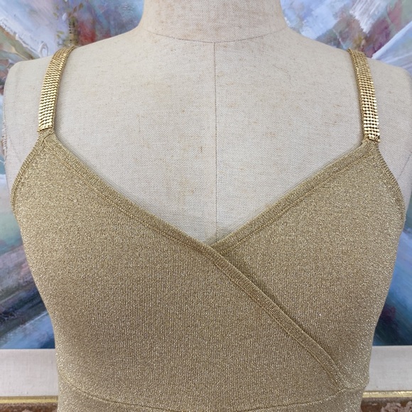 Spenser Evening Gold Lurex Chainmail Straps Top - Picture 13 of 15